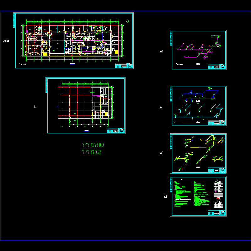 医学公司医疗器械车间给排水扩建工程,平面图,图例和消防系统图 - 1