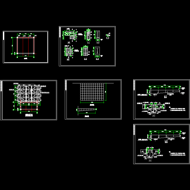 钢雨篷结构设计CAD图纸，共6张图纸 - 1