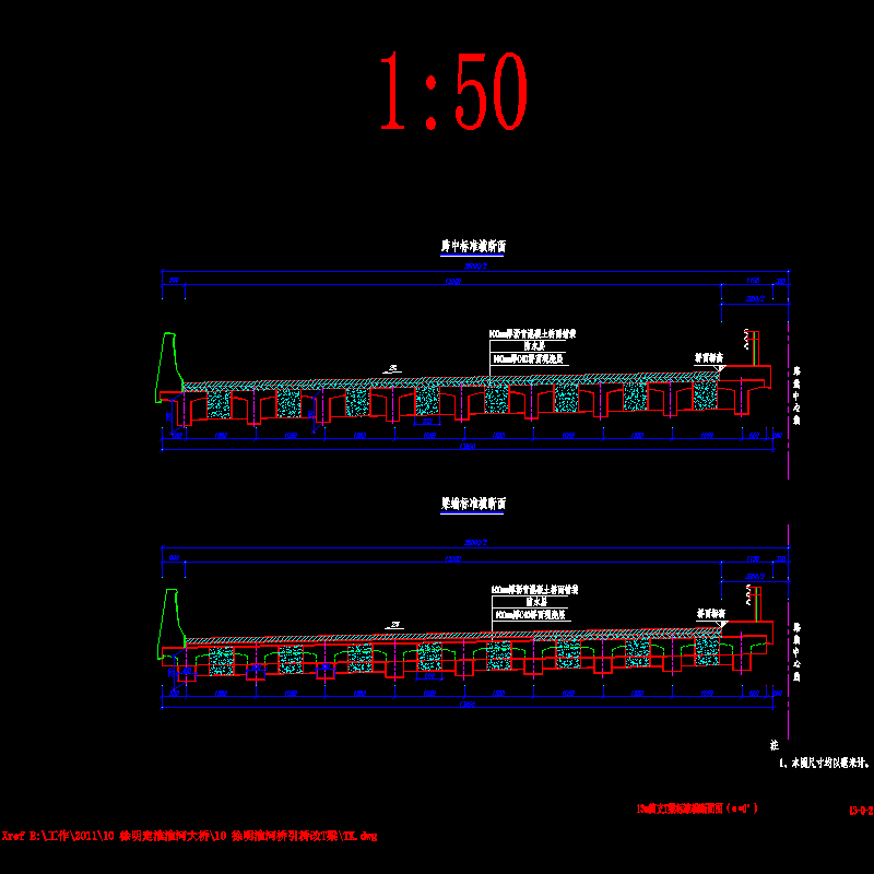 tl-13-0-2-13m简支t梁标准横断面图.dwg