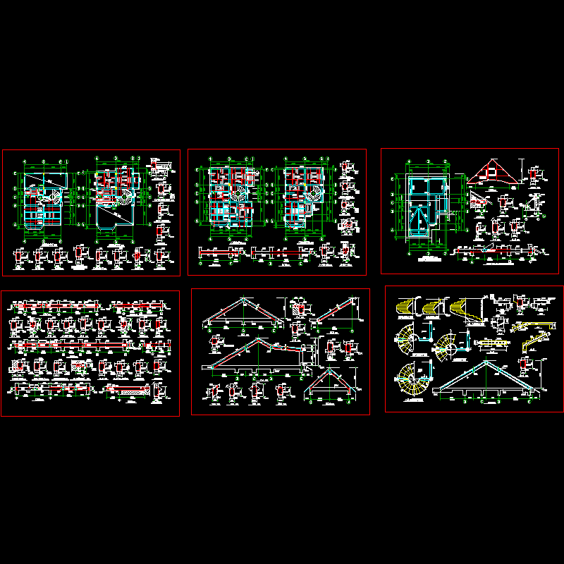 坡屋顶别墅结构详图（6页CAD图纸） - 1