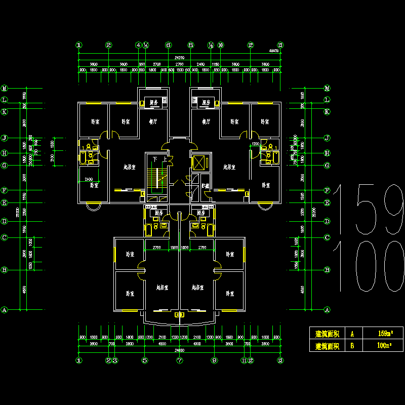 塔式高层一梯四户型图纸.dwg - 1