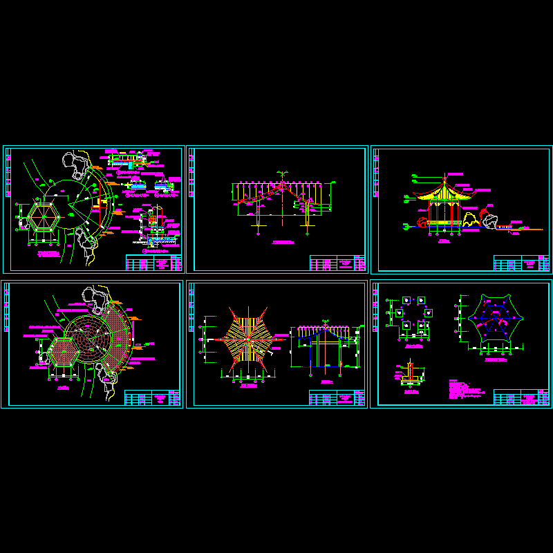 古建六角亭施工CAD图纸 - 1