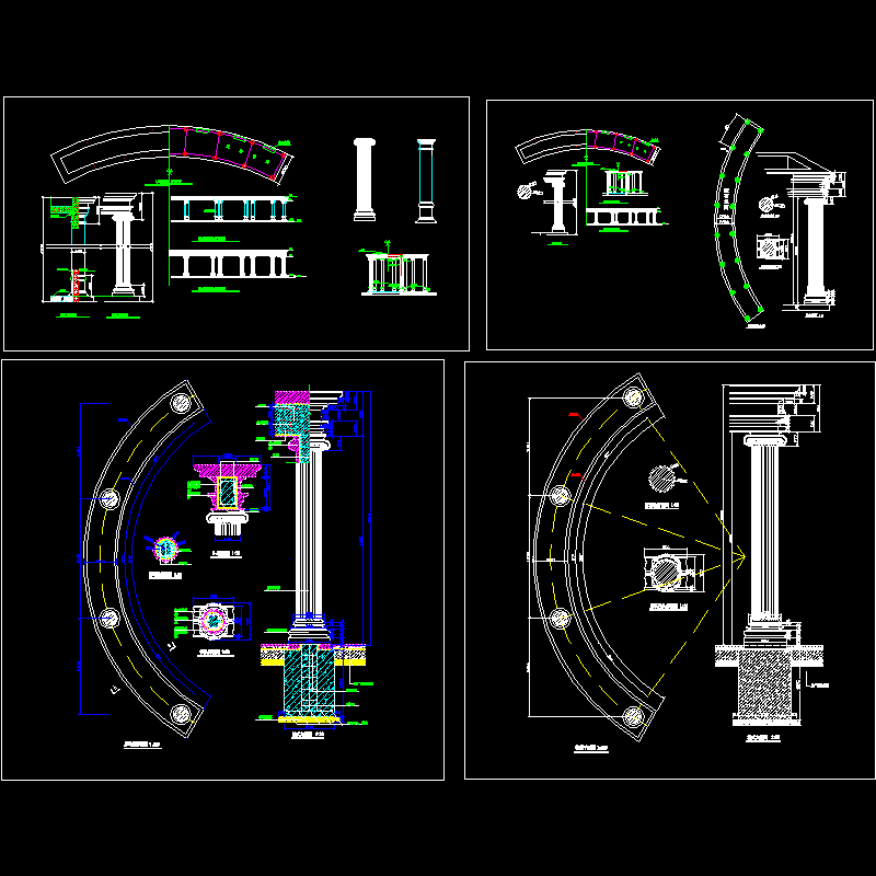 欧式廊施工CAD图纸（柱式大样图纸） - 1
