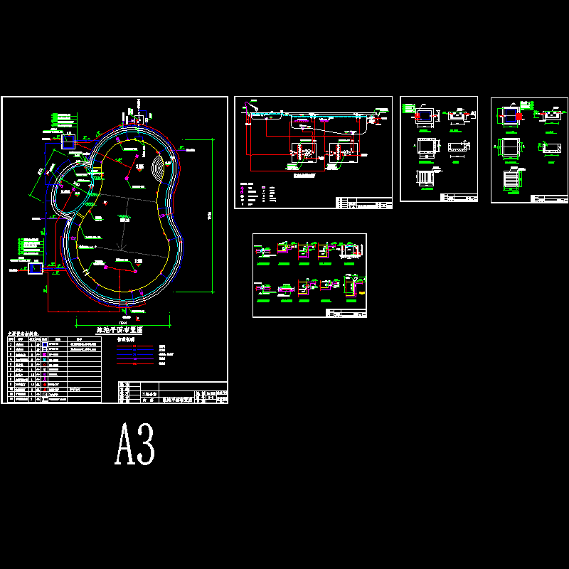 室外园林景观泳池CAD详大样图 - 1