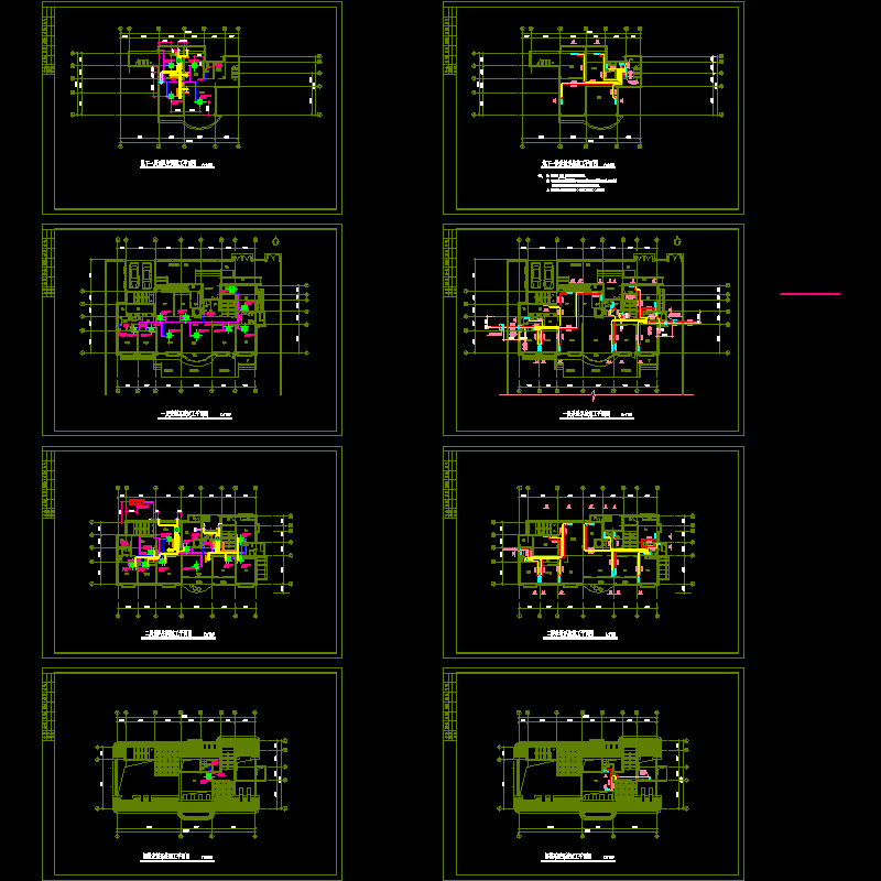 国内别墅暖通CAD施工图纸（8张图纸） - 1