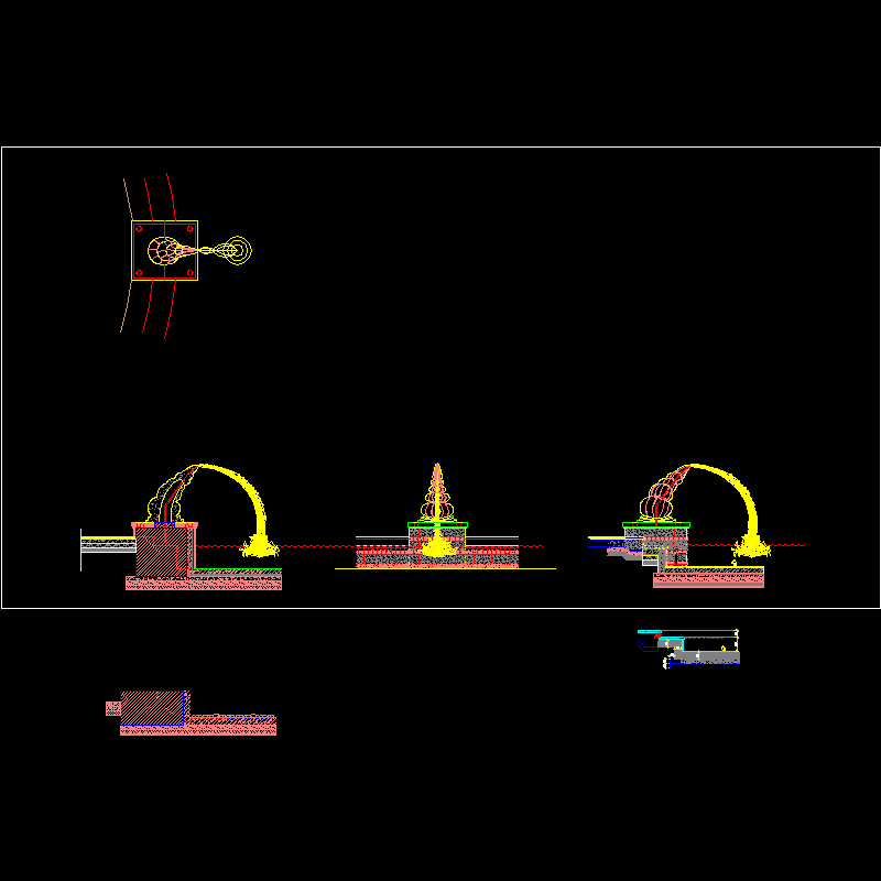 特色喷水雕塑CAD施工图纸 - 1