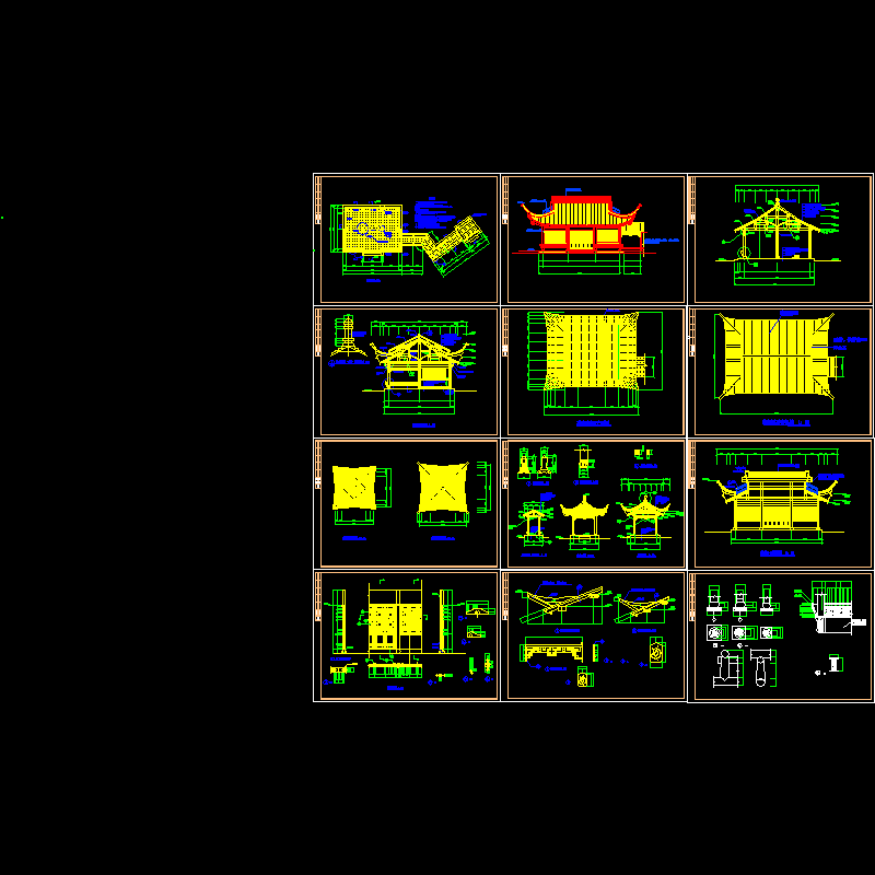 运河上茶室和古典亭CAD施工图纸 - 1
