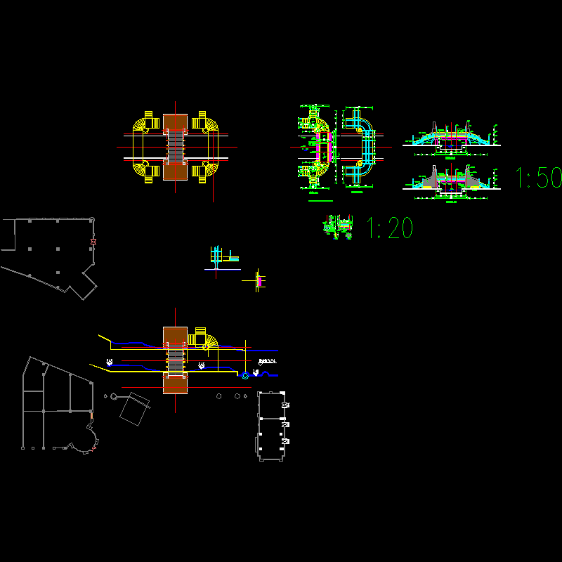 大型小区内人行桥施工大样CAD图纸 - 1