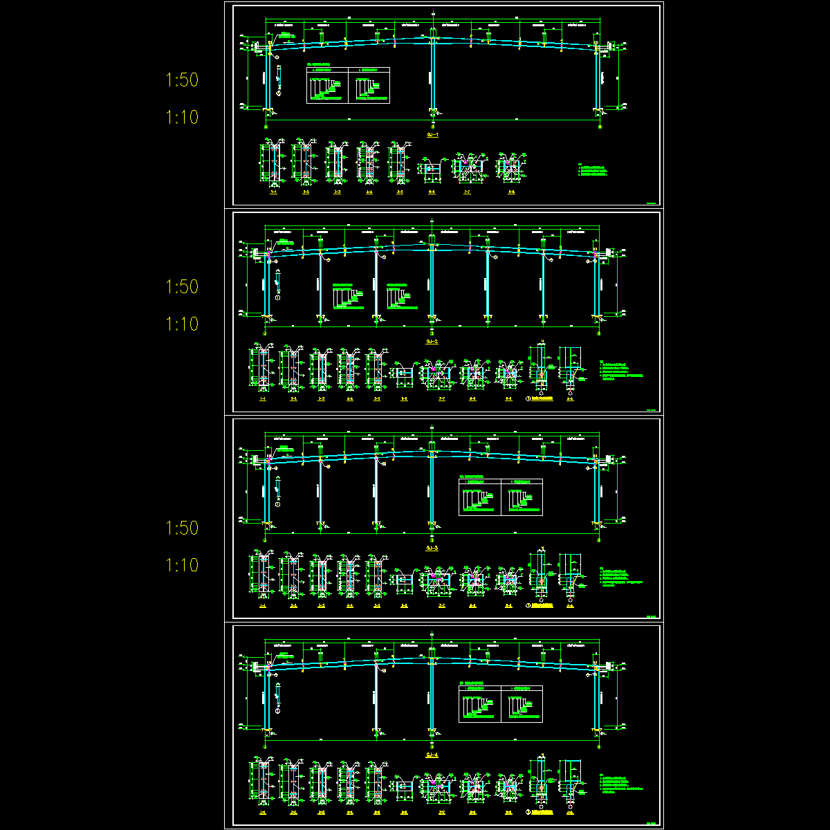 24米跨钢结构厂房刚架节点CAD详图纸.dwg - 1