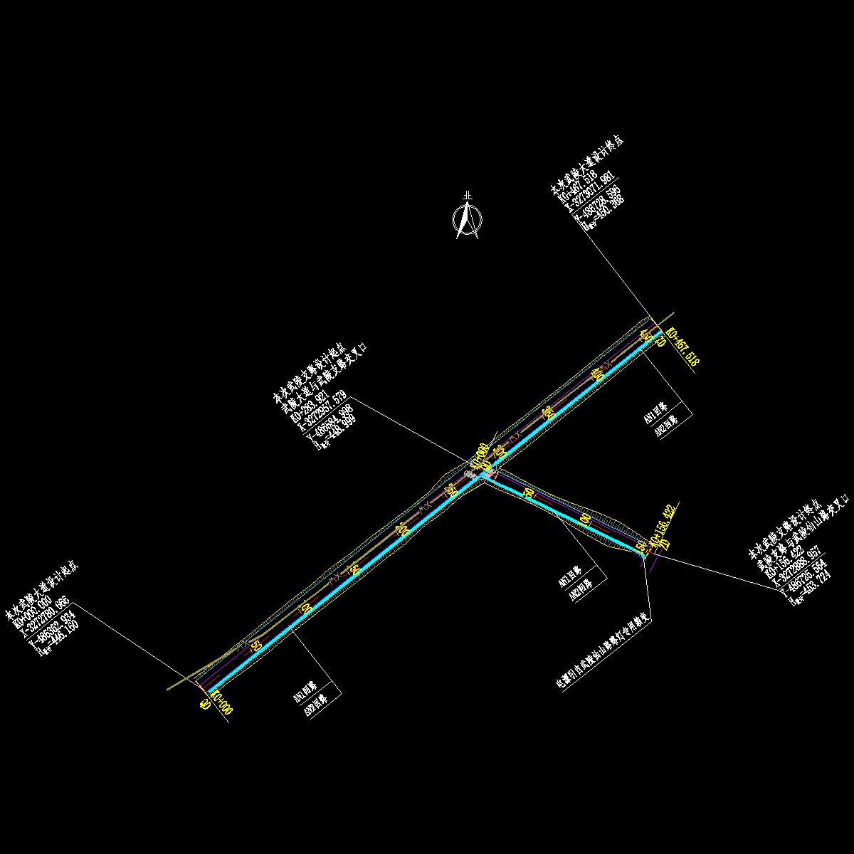 多路幅宽度两车道城市支路照明工程全套CAD施工图纸（道路全长467米）.dwg - 1