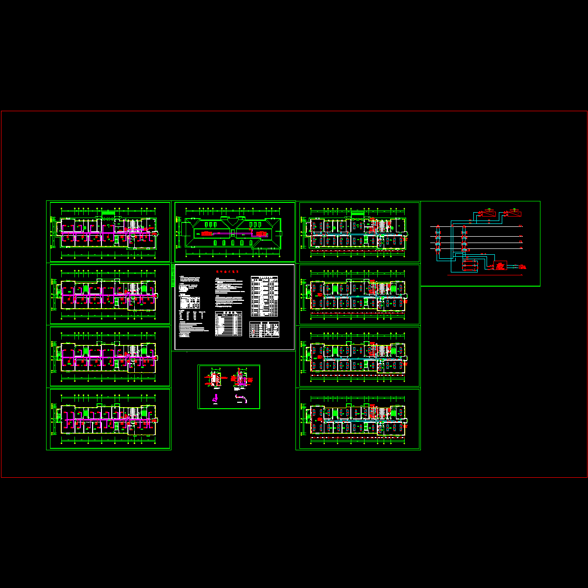 4600平米4层教学楼空调设计图纸.dwg - 1