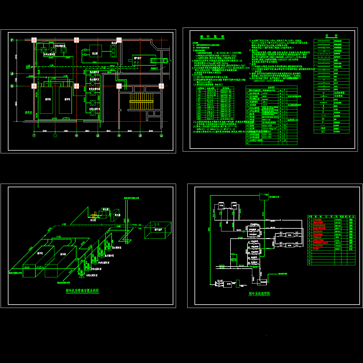 制冷机房设计CAD图纸，共4张.dwg - 1