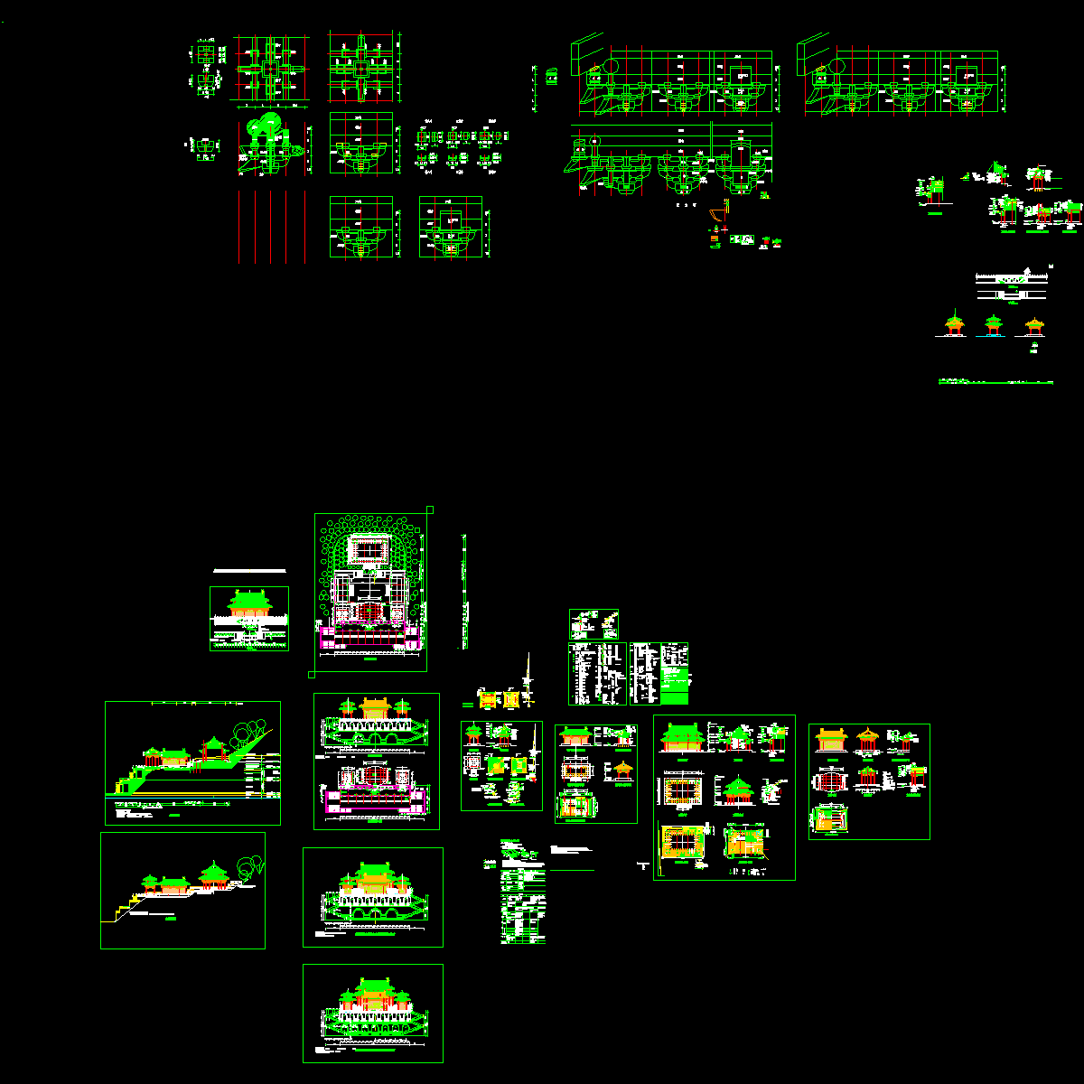 一整套古建戏台和钟楼古建CAD施工图纸.dwg - 1