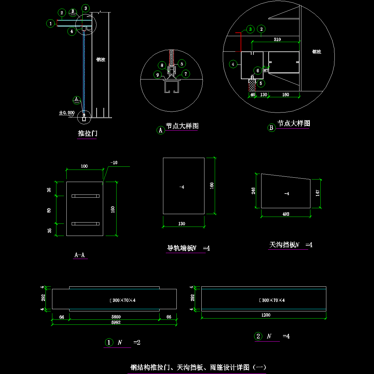 14-1 钢结构推拉门、天沟挡板、雨篷设计详图（一）.dwg