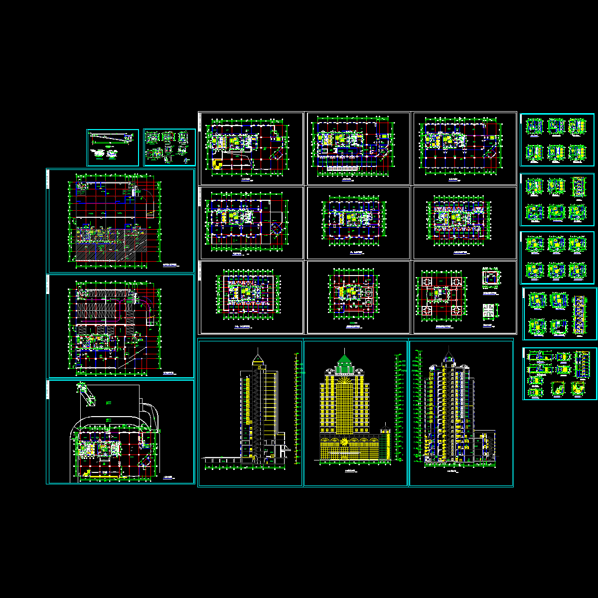 18层酒店建筑施工图纸_各层建筑平面_立面图_剖面图_节点详图_cad - 1