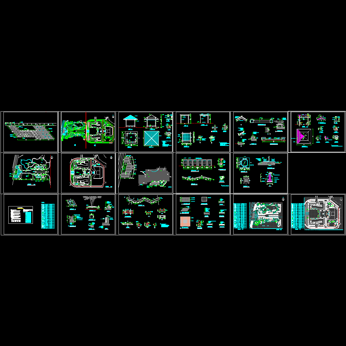学院景观绿化工程全套CAD施工大样图 - 1