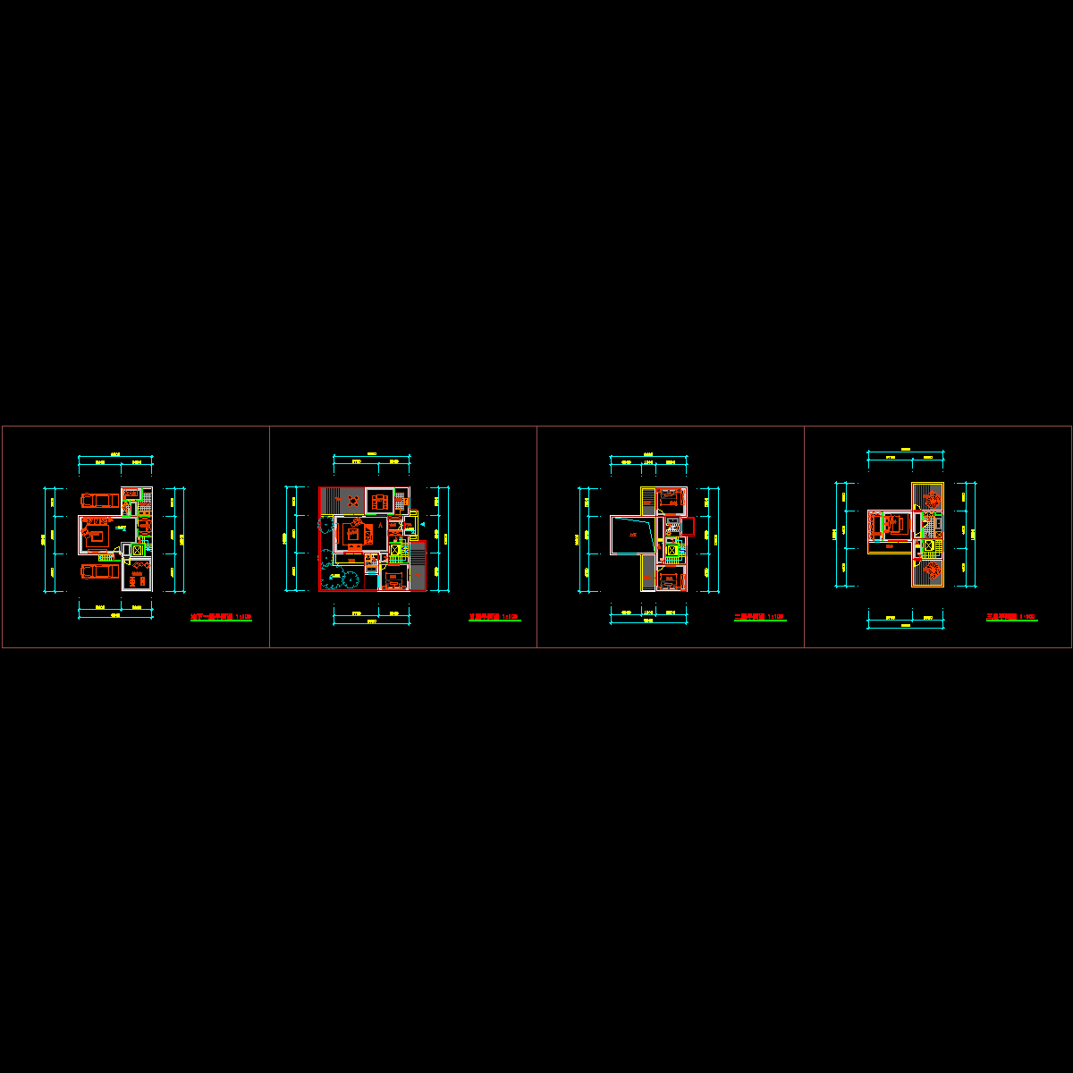 合院四房3层两开间户型图纸CAD_200平米中国.dwg - 1