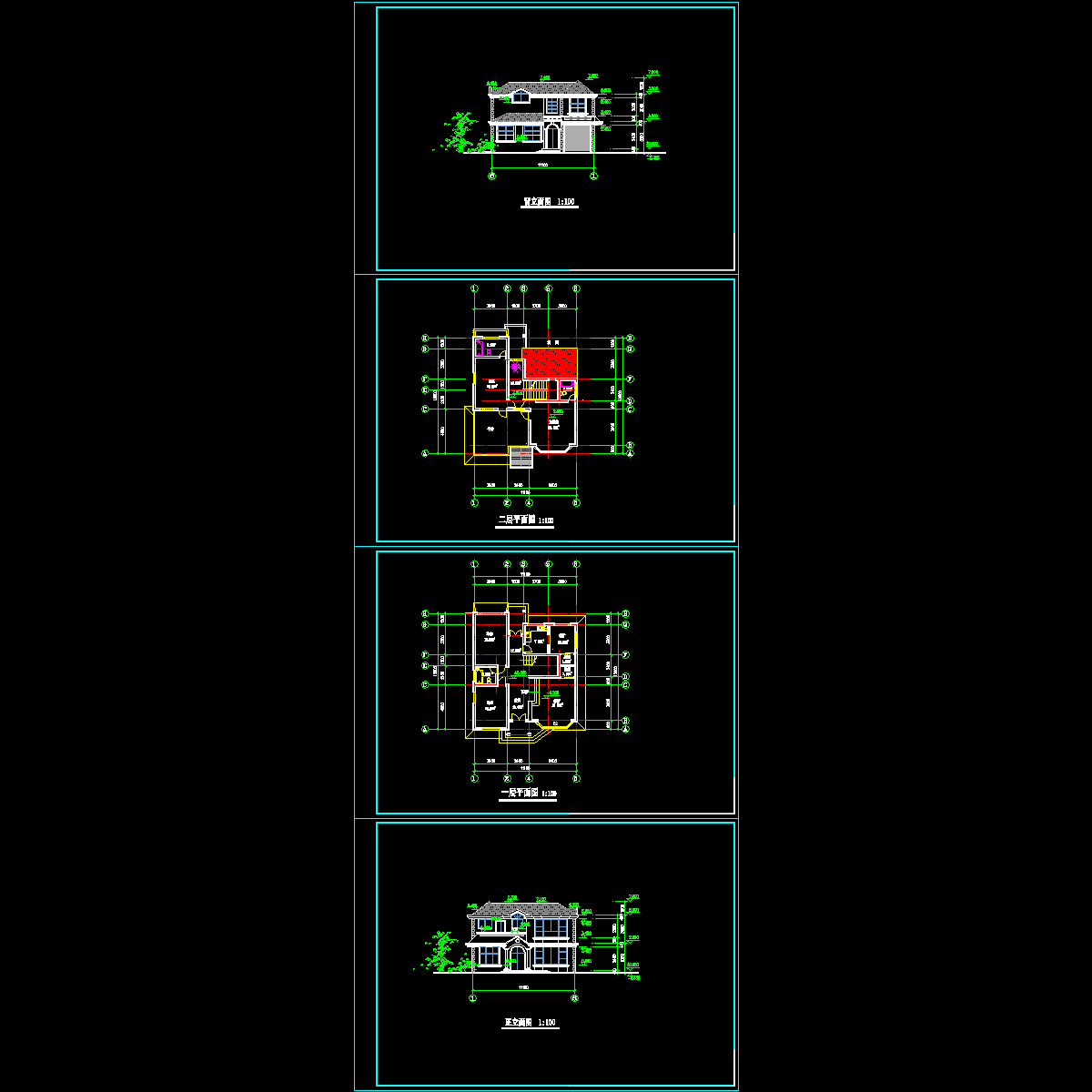 两层独栋别墅建筑施工方案图纸（CAD） - 1