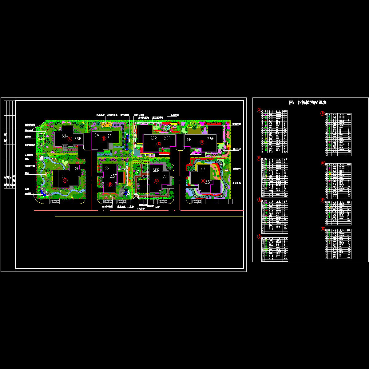 别墅花园绿化设计_CAD - 1