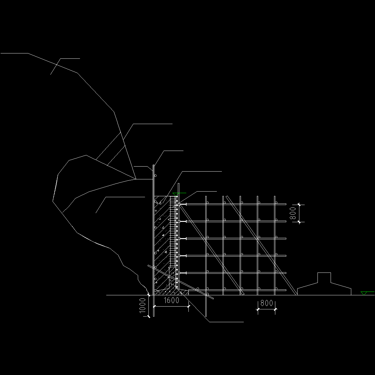 护坡垮塌加固方案节点CAD详图纸 - 1