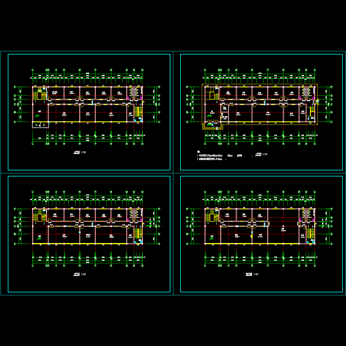 4层办公楼建筑设计平面图纸.dwg - 1