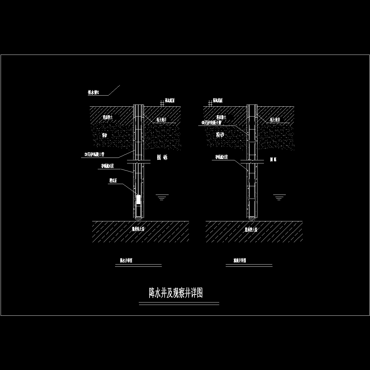 降水井及观察井CAD详图纸 - 1