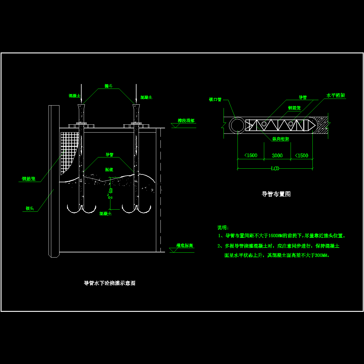 地下连续墙导管法灌注水下混凝土示意CAD图纸 - 1