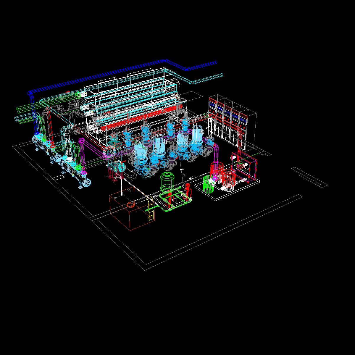 冷水机组机房3dCAD图纸 - 1