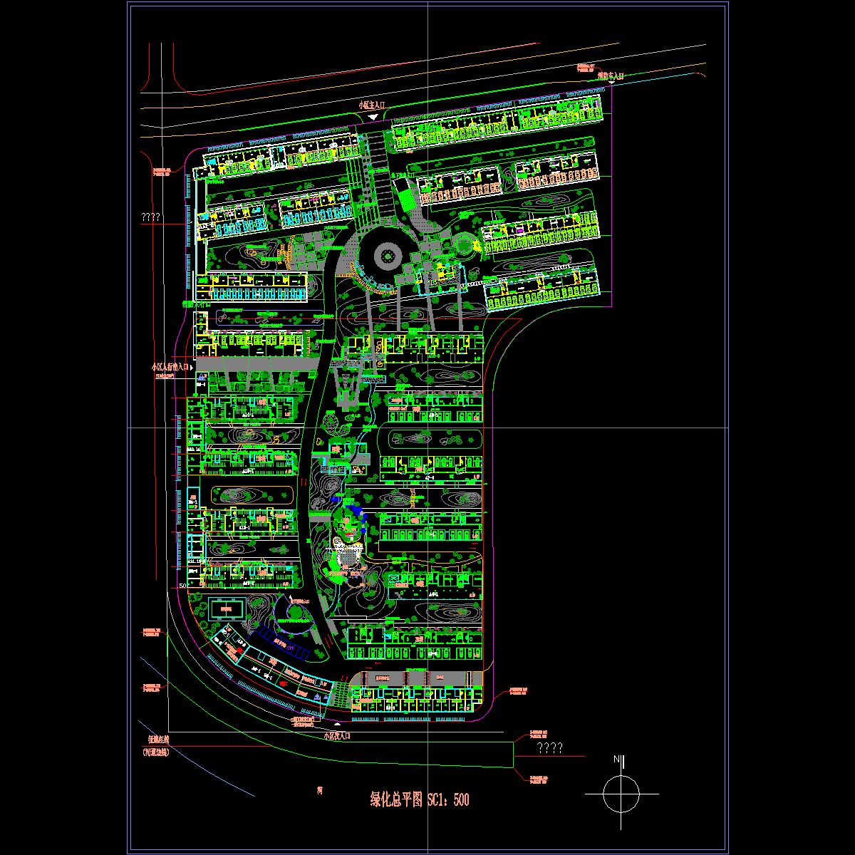 小区绿化平面CAD图纸配置 - 1