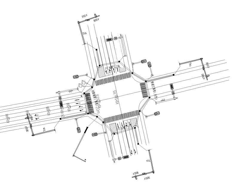 城市道路、交通、信控、站台、行道树平面布置图纸cad - 3