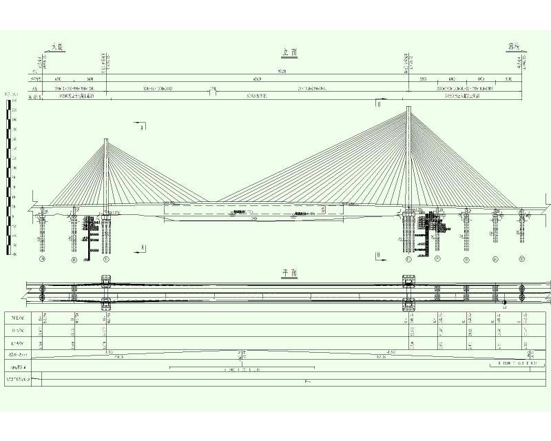 660米高低塔斜拉桥施工图纸2019cad构造图及布置图 - 1