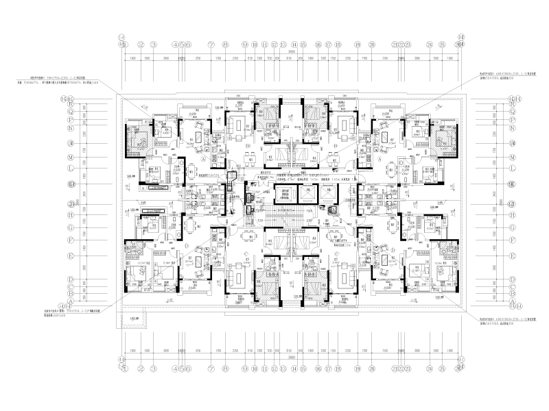 250000平方大型建设住宅暖通施工图纸cad平面图 - 1