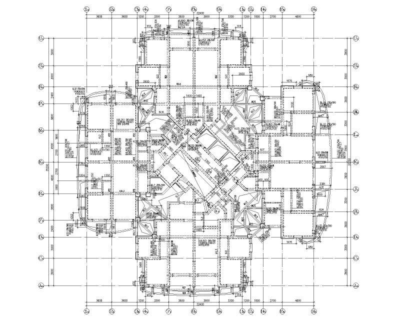 31层剪力墙结构商住楼施工图纸23Pcad平面图 - 1