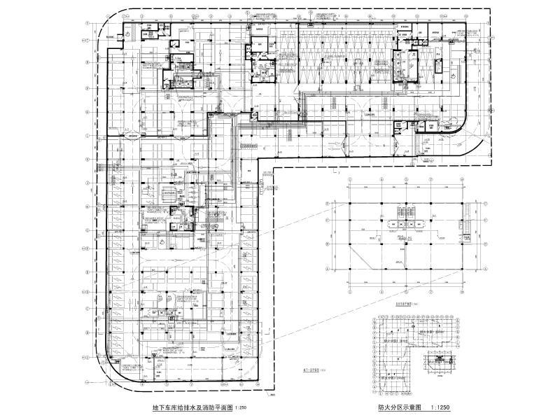 海单层框架结构地下车库给排水施工图纸cad - 3