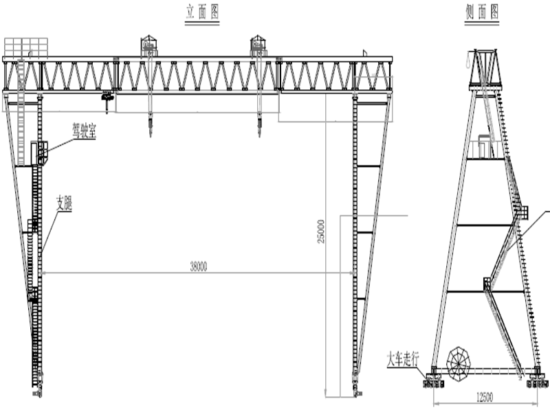 170t龙门吊安装及拆除工程专项施工方案43页cad平面布置图 - 1